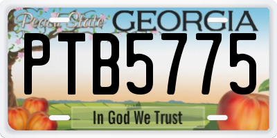 GA license plate PTB5775
