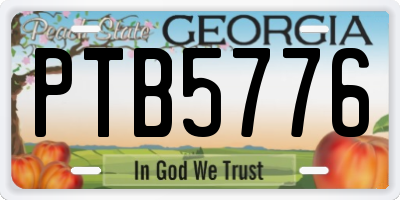 GA license plate PTB5776