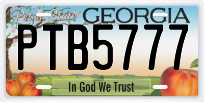 GA license plate PTB5777
