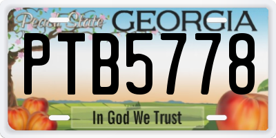 GA license plate PTB5778