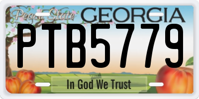 GA license plate PTB5779