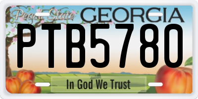 GA license plate PTB5780