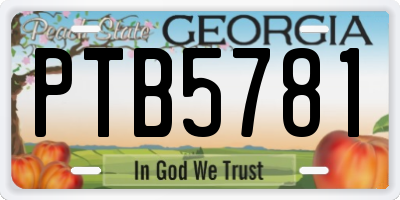 GA license plate PTB5781