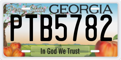 GA license plate PTB5782