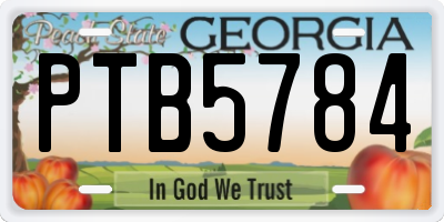 GA license plate PTB5784