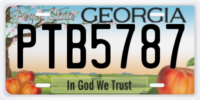 GA license plate PTB5787