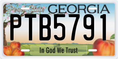 GA license plate PTB5791