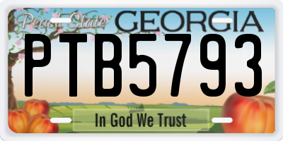 GA license plate PTB5793