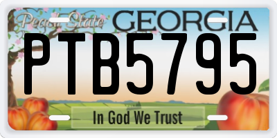 GA license plate PTB5795