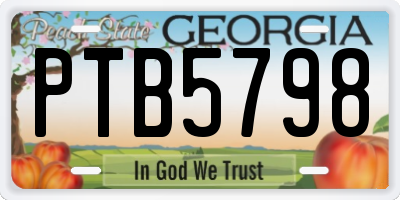 GA license plate PTB5798