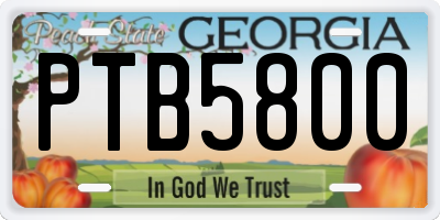 GA license plate PTB5800
