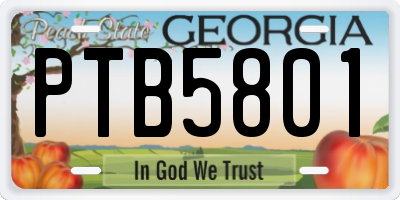 GA license plate PTB5801