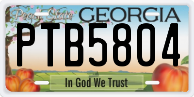 GA license plate PTB5804