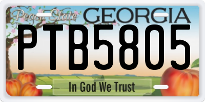 GA license plate PTB5805