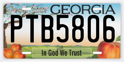 GA license plate PTB5806
