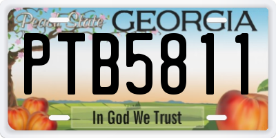 GA license plate PTB5811