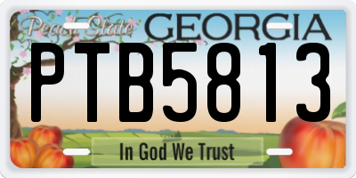 GA license plate PTB5813