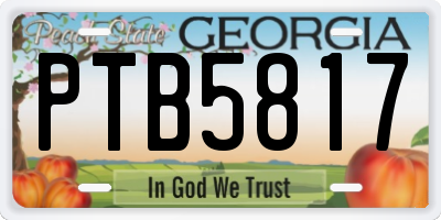 GA license plate PTB5817