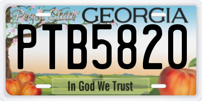GA license plate PTB5820