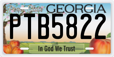 GA license plate PTB5822