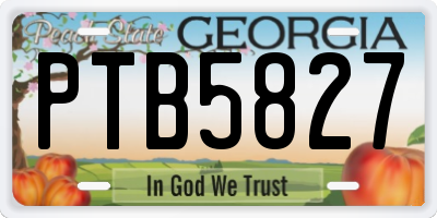 GA license plate PTB5827