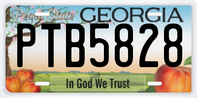 GA license plate PTB5828