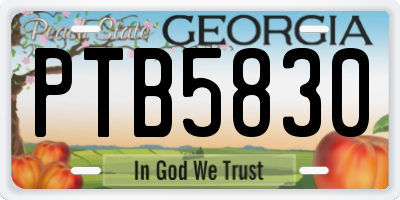 GA license plate PTB5830