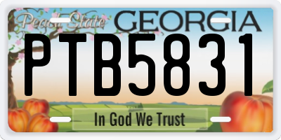 GA license plate PTB5831