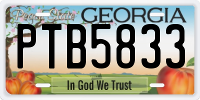 GA license plate PTB5833