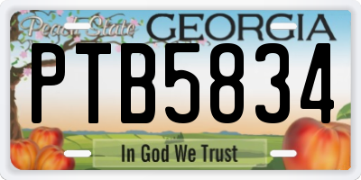 GA license plate PTB5834