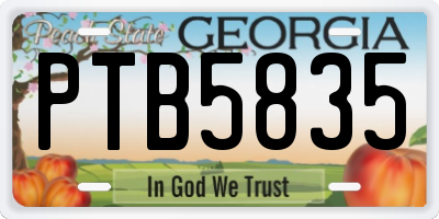 GA license plate PTB5835