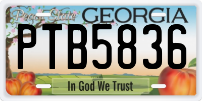GA license plate PTB5836