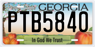 GA license plate PTB5840