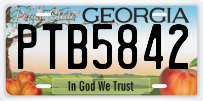 GA license plate PTB5842