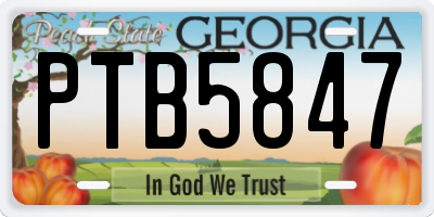 GA license plate PTB5847
