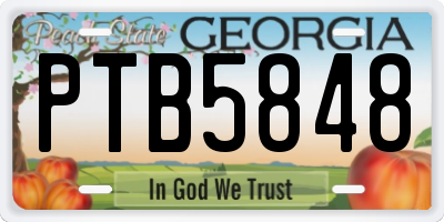 GA license plate PTB5848