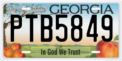 GA license plate PTB5849