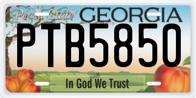 GA license plate PTB5850