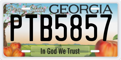 GA license plate PTB5857