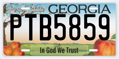 GA license plate PTB5859
