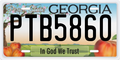 GA license plate PTB5860