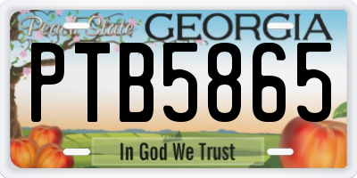 GA license plate PTB5865