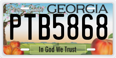 GA license plate PTB5868