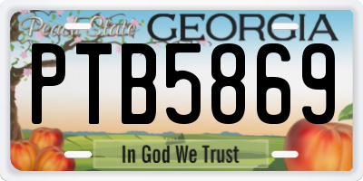 GA license plate PTB5869