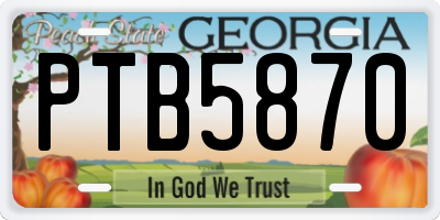 GA license plate PTB5870