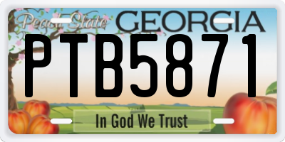 GA license plate PTB5871