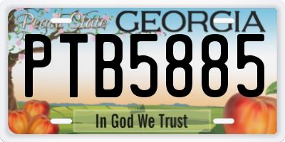 GA license plate PTB5885