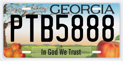 GA license plate PTB5888