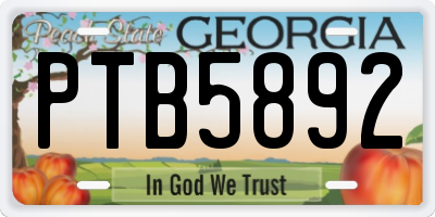 GA license plate PTB5892