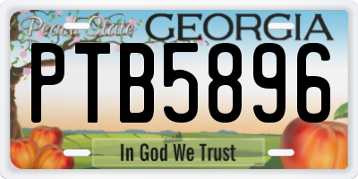 GA license plate PTB5896